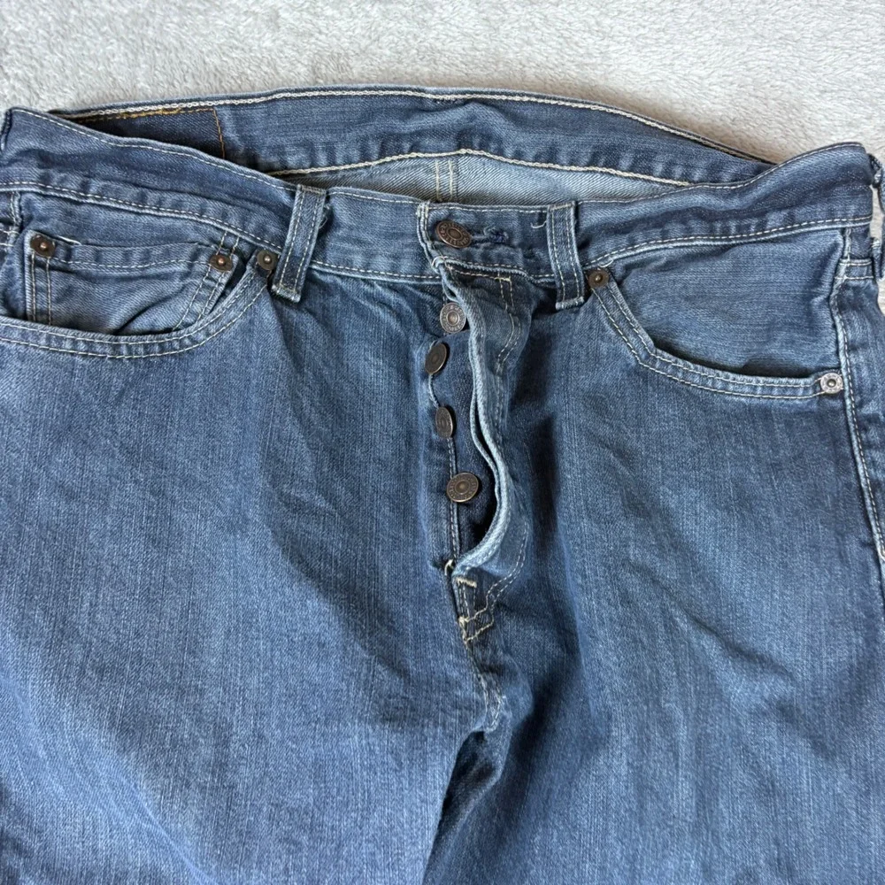 Levi's Jeans Men 34x30‎ (Fits 32x29) 501 Original Straight Blue Whiskered Faded